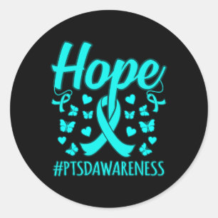 Hope Ptsd Stress Awareness Ribbon Support Graphic Classic Round Sticker
