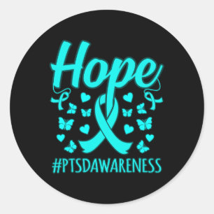 Hope Ptsd Stress Awareness Ribbon Support Graphic Classic Round Sticker