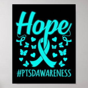Hope Ptsd Stress Awareness Ribbon Support Graphic Poster