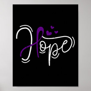 Hope Purple Ribbon Awareness Addiction Recovery Poster