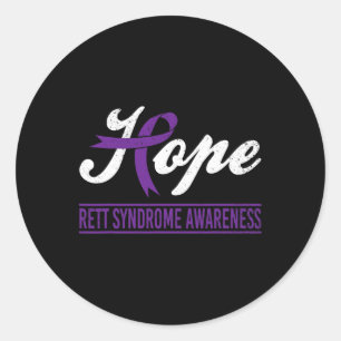 Hope Purple Ribbon Rett Syndrome Awareness Support Classic Round Sticker