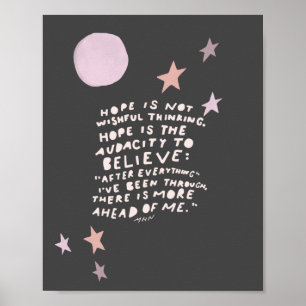Hope quote - purple and pink moon and stars poster