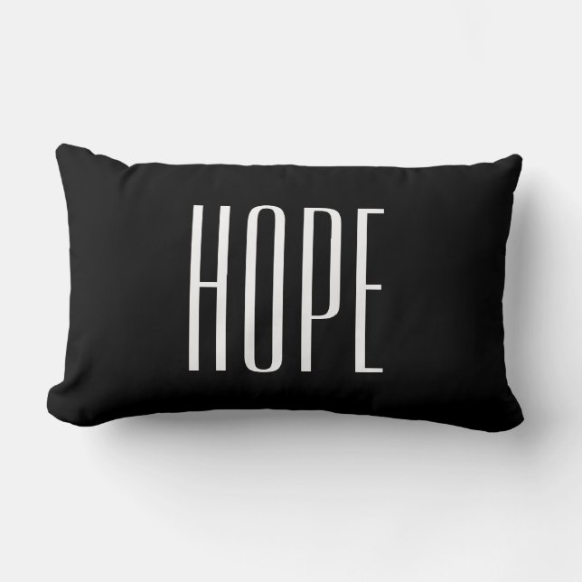 Hope Quotes Chic Black & White Lumbar Cushion (Front)