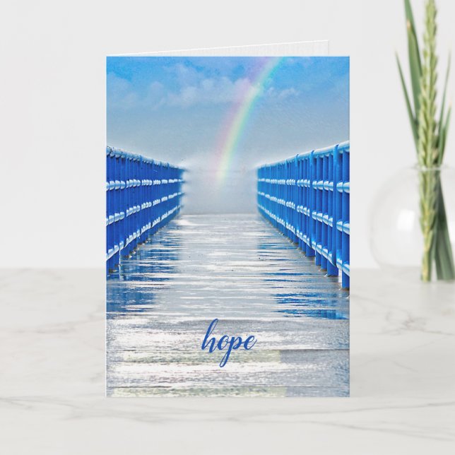 hope rainbow on wet pier card (Front)