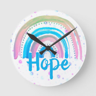 Hope Rainbow With Spirals  Round Clock