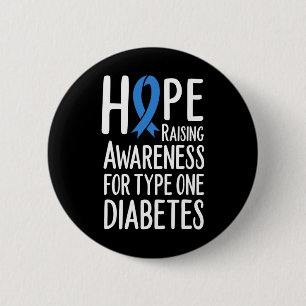 Hope Raising Awareness For Type One Diabetes Type1 6 Cm Round Badge