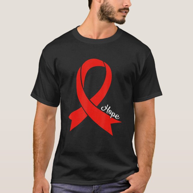 Hope Red Ribbon Aids Awareness Week Hiv Awareness  T-Shirt (Front)