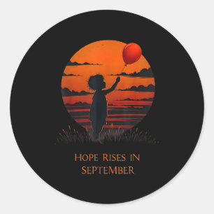 Hope Rises September Childhood Cancer Awareness Ri Classic Round Sticker