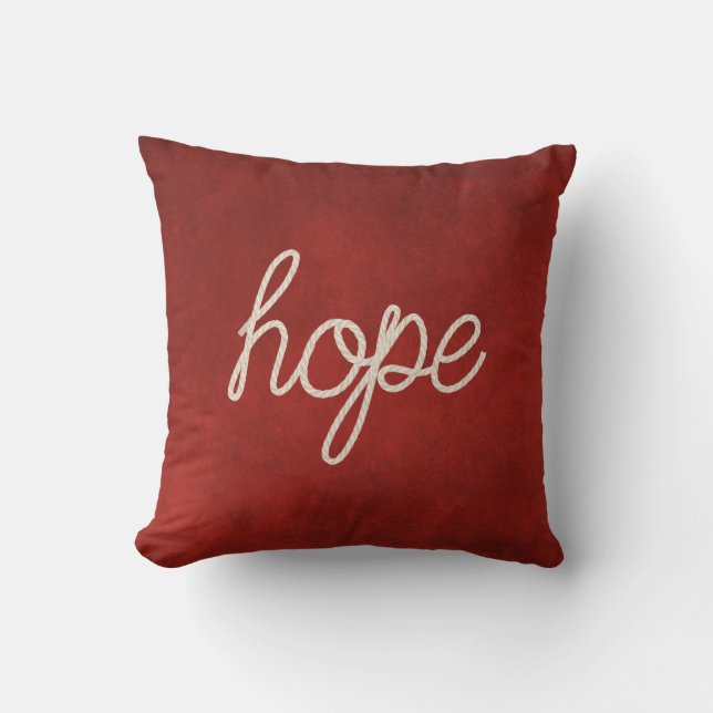 Hope rope text on red cushion (Front)