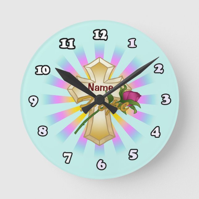 Hope Rose Christian Cross clock (Front)