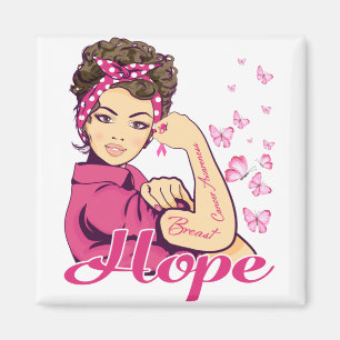 Hope Rosie Riveter Breast Cancer Awareness Magnet