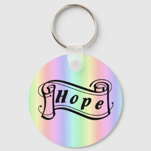 Hope scroll on rainbow key ring