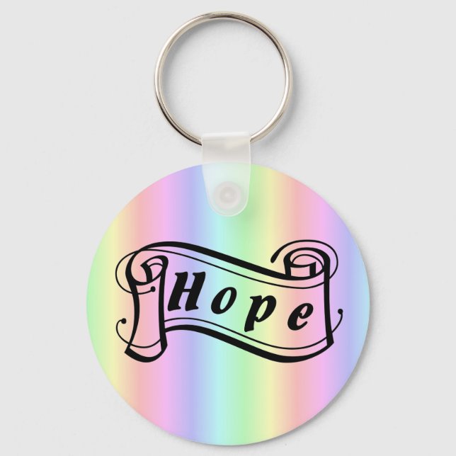 Hope scroll on rainbow key ring (Front)