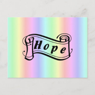 Hope scroll on rainbow postcard