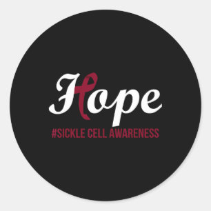 Hope - Sickle Cell Awareness Month Burgundy Ribbon Classic Round Sticker