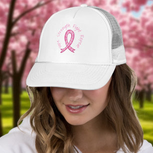 Hope Strength Fight Repeat Pink Ribbon Fighters Trucker Hat