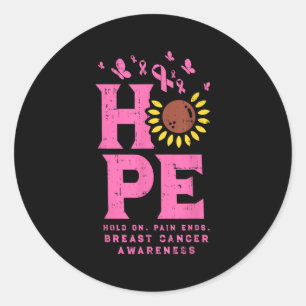 Hope Sunflower Butterfly Pink Ribbon Breast Cancer Classic Round Sticker