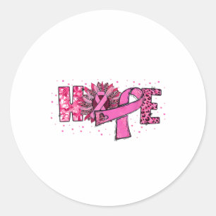 Hope Sunflower Leopard Pink Ribbon Breast Cancer A Classic Round Sticker