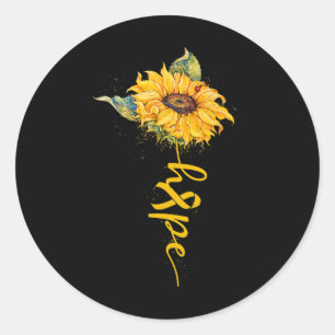 Hope Sunflower Yellow Ribbon Childhood Cancer Awar Classic Round Sticker