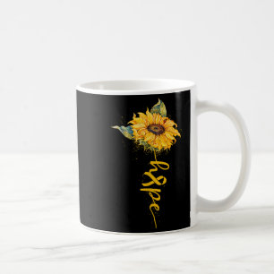 Hope Sunflower Yellow Ribbon Childhood Cancer Awar Coffee Mug