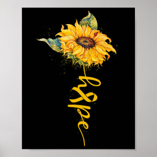 Hope Sunflower Yellow Ribbon Childhood Cancer Awar Poster