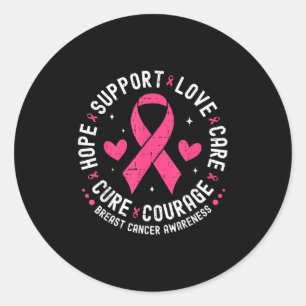 Hope Support Love Care Breast Cancer Awareness Pin Classic Round Sticker