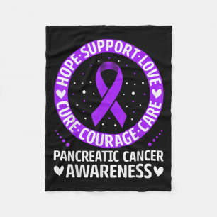 Hope Support Love Pancreatic Cancer Awareness Purp Fleece Blanket