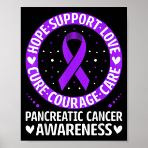 Hope Support Love Pancreatic Cancer Awareness Purp Poster