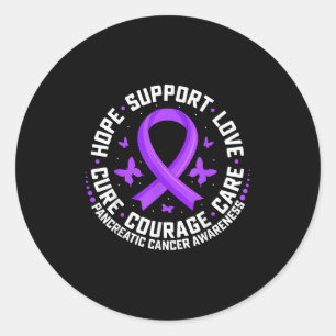 Hope Support Love Purple Ribbon Pancreatic Cancer Classic Round Sticker