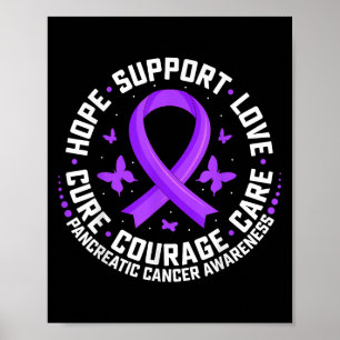 Hope Support Love Purple Ribbon Pancreatic Cancer  Poster