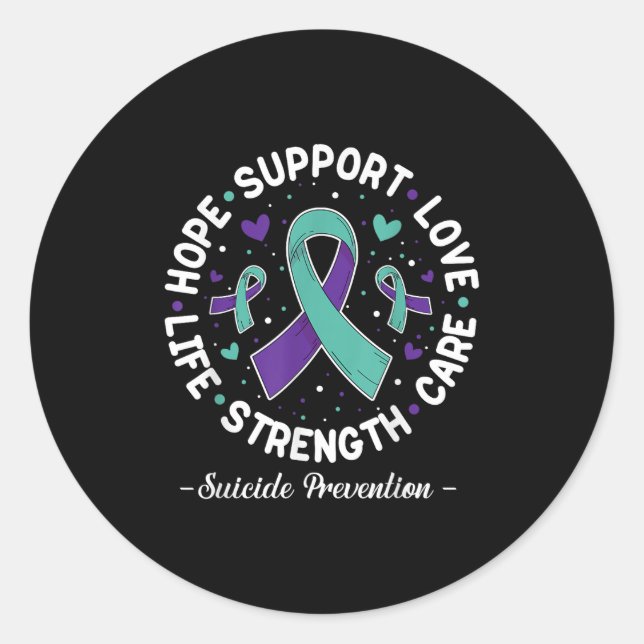 Hope Suprt Love Life Suicide Prevention Awareness  Classic Round Sticker (Front)