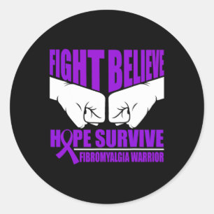 Hope Survive Fibromyalgia Warrior Classic Round Sticker