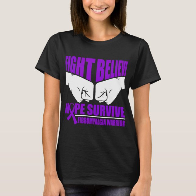 Hope Survive Fibromyalgia Warrior  T-Shirt (Front)