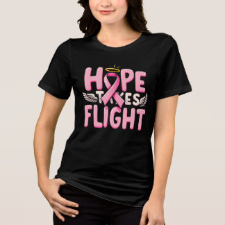 Hope Takes Flight - Pink Ribbon Breast Cancer Tri-Blend Shirt