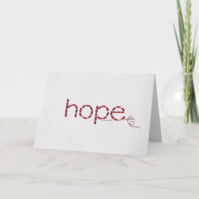 Hope text in red stitches card (Front)