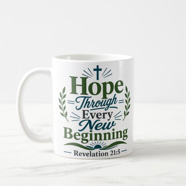 Hope Through Every New Beginning Quote Coffee Mug (Left)