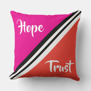Hope?Trust Bright Pink/ Orange Reversible Pillow