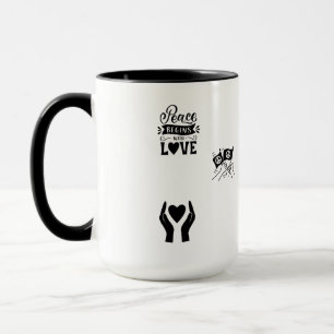HOPE TWO-TONE WHITE BLACK CERAMIC SIP OF PEACE MUG