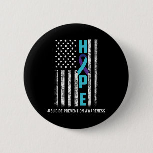 Hope Usa Flag Suicide Awareness Shirt Ribbon Menta 6 Cm Round Badge