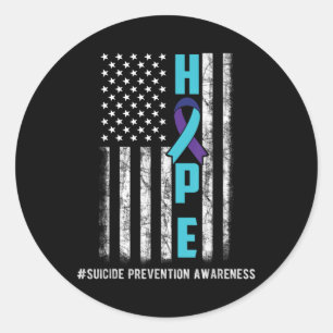 Hope Usa Flag Suicide Awareness Shirt Ribbon Menta Classic Round Sticker