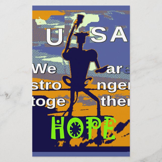 Hope USA We are Stronger Together Inspirational  Stationery (Front)