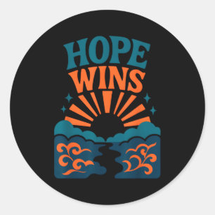Hope Wins Romans 15_13 Sunrise Ocean Christian Classic Round Sticker