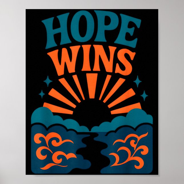 Hope Wins Romans 15_13 Sunrise Ocean Christian  Poster (Front)