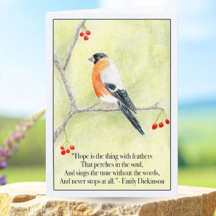 Hope with Bull Finch and Emily Dickinson's Quote Card