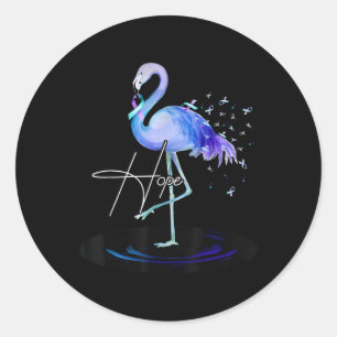 Hope With Flamingo Suicide Prevention Awareness  Classic Round Sticker