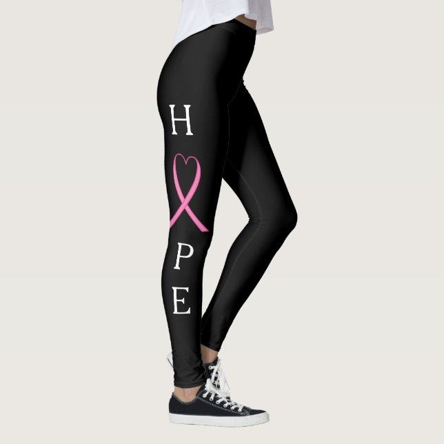 HOPE With Pink Ribbon Awareness Leggins Leggings (Right)