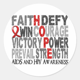 Hope Word Collage AIDS Classic Round Sticker