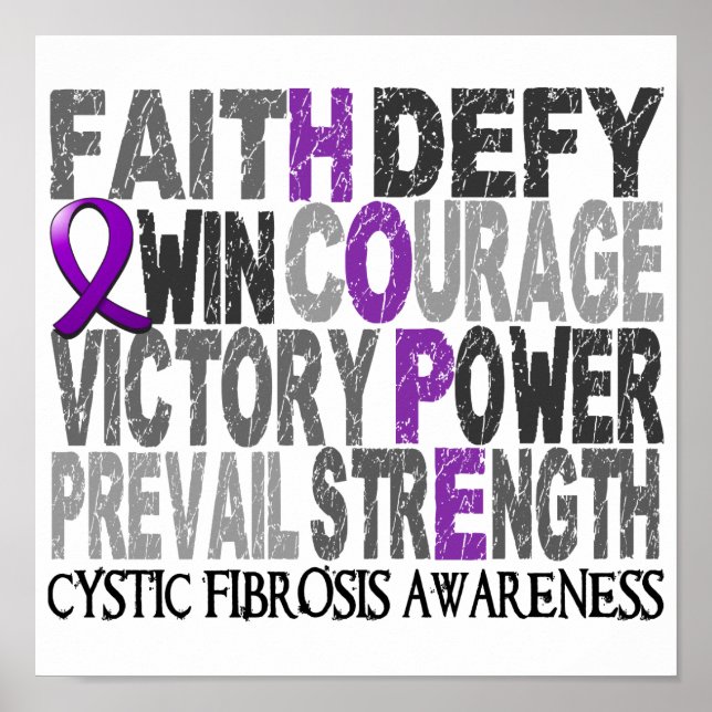Hope Word Collage Cystic Fibrosis Poster (Front)