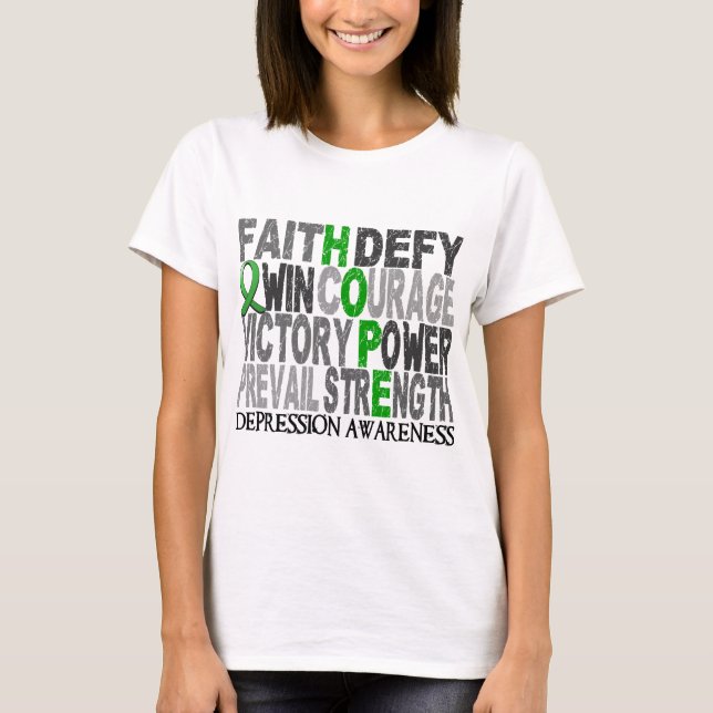 Hope Word Collage Depression T-Shirt (Front)