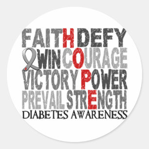 Hope Word Collage Diabetes Classic Round Sticker